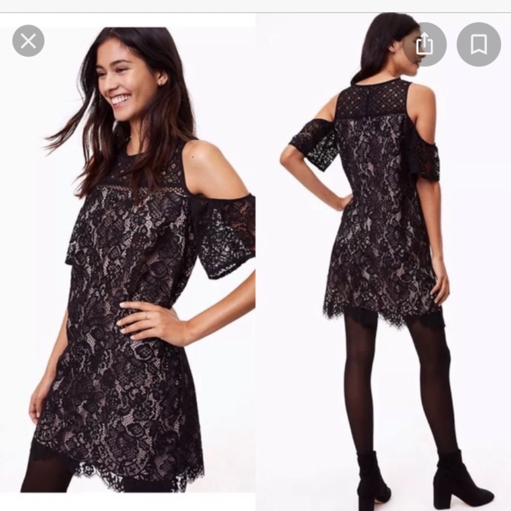 *NWT* Stunning black lace dress w/nude undertone.